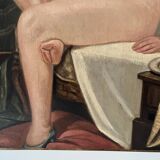 Oil painting on canvas of a nude woman in Art Deco style, old portrait.