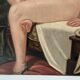 Oil painting on canvas of a nude woman in Art Deco style, old portrait.