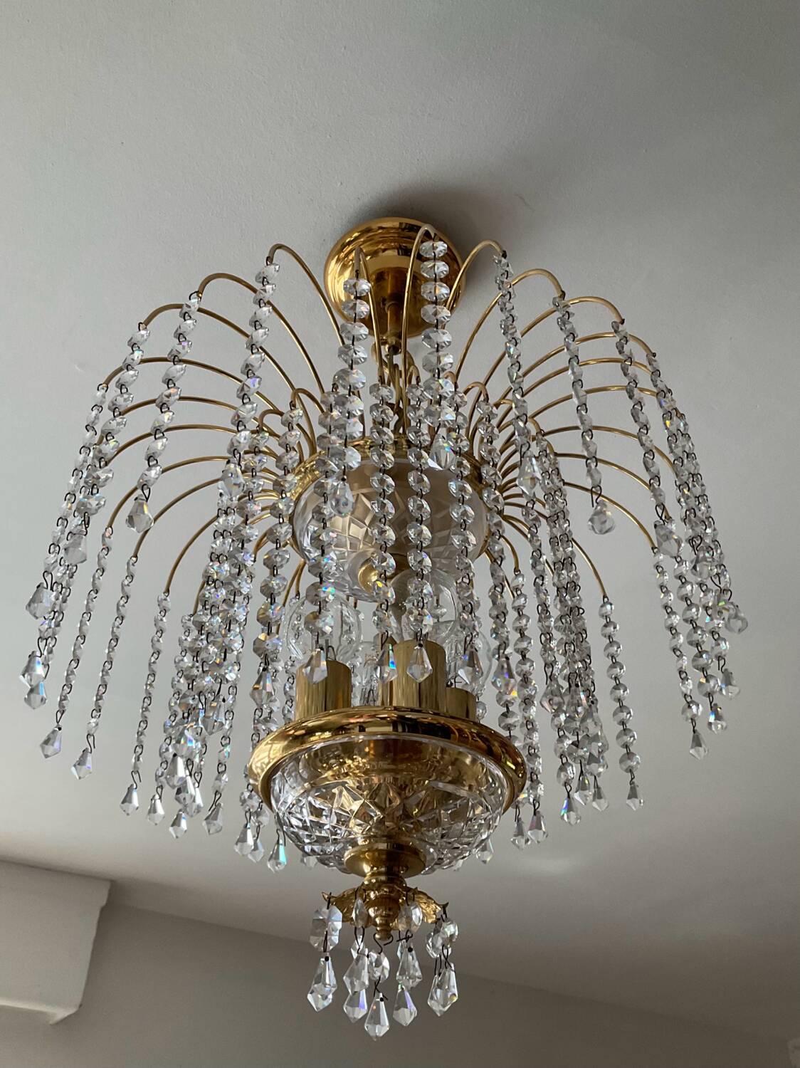 60s-70s crystal tassel cascade chandelier