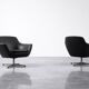Vintage Mid-Century Scandinavian Modern Black Swivel Chairs, Set of 2