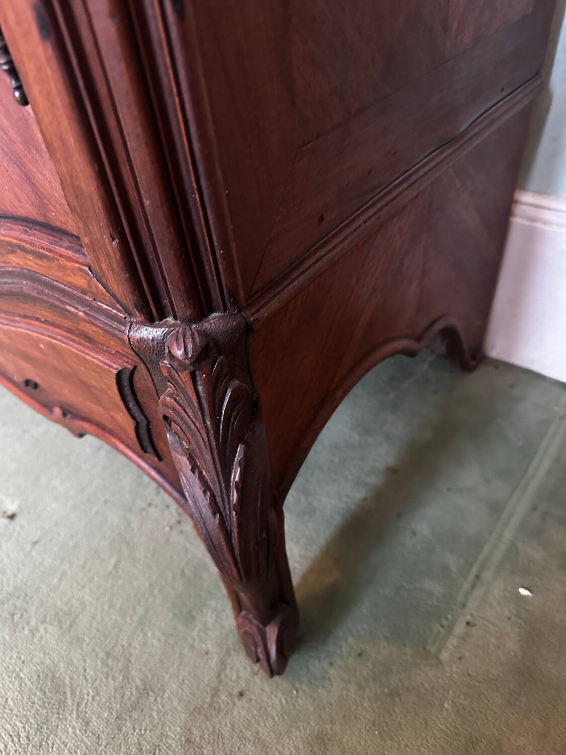 Carved walnut wardrobe – late 19th century Louis XV style