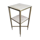 Marble pedestal table and brass hollywood regency