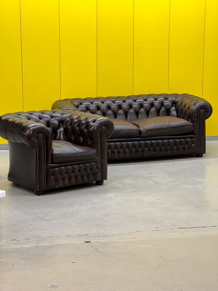 1990s Chesterfield Sofa and Chair