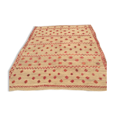 Tapis natte en paille brodre en laine rouge 247 x 180 cm