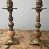 Brass and stone lamp bases
