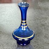 Soliflore en verre vert bleu translucide avec filets dorés - 15 cm