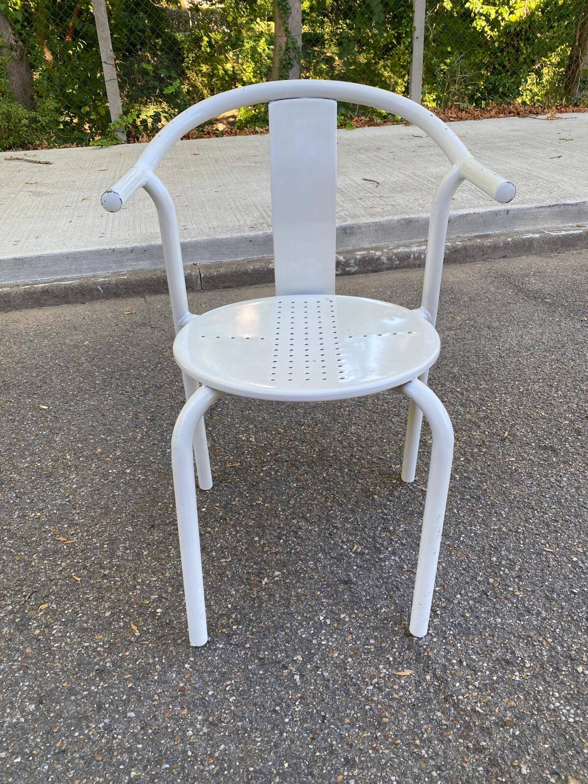 Vintage IKEA Maxmo Armchair 80s White Metal Design