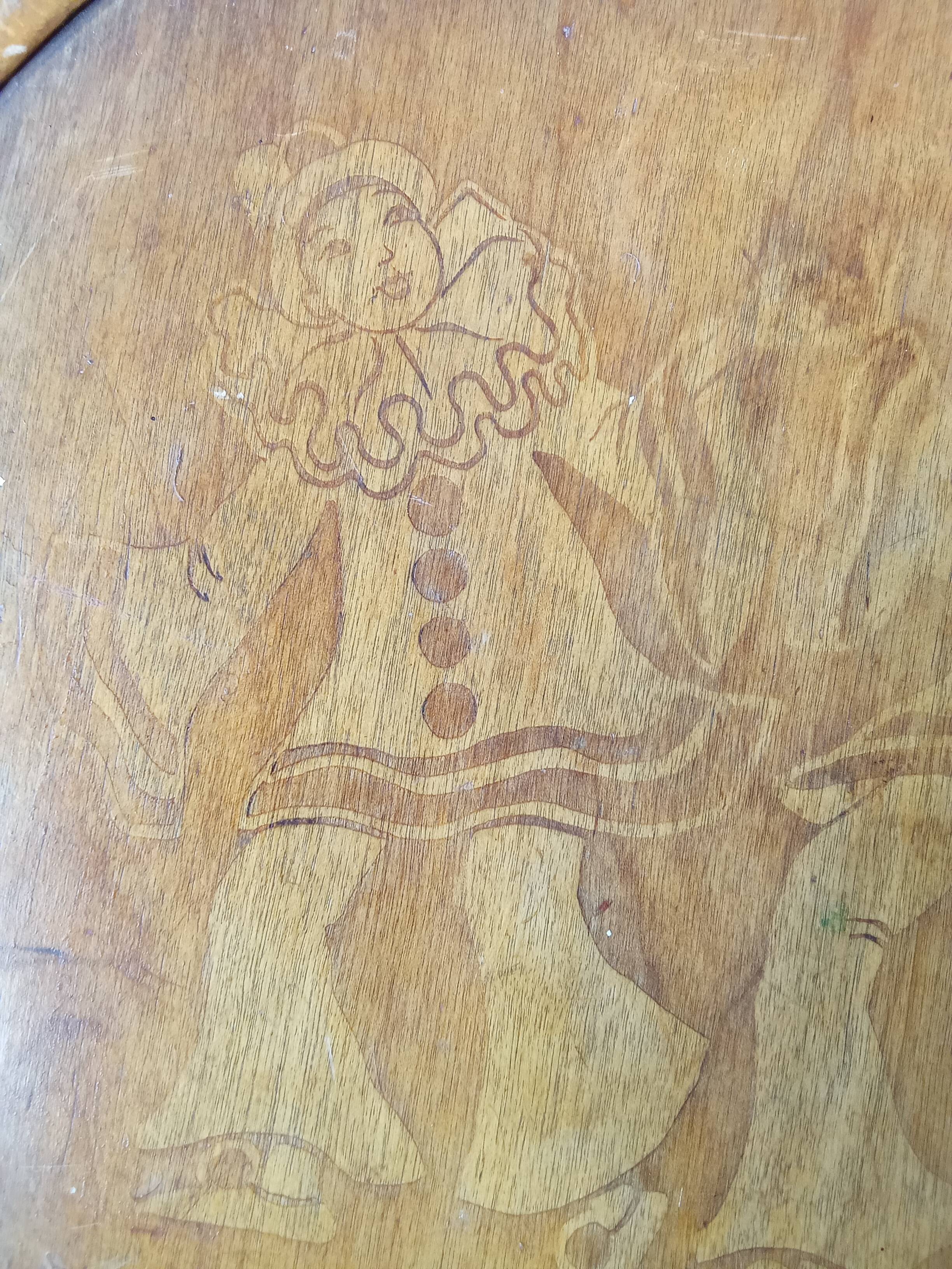 Old small Fischel children's chair with Pierrot decor