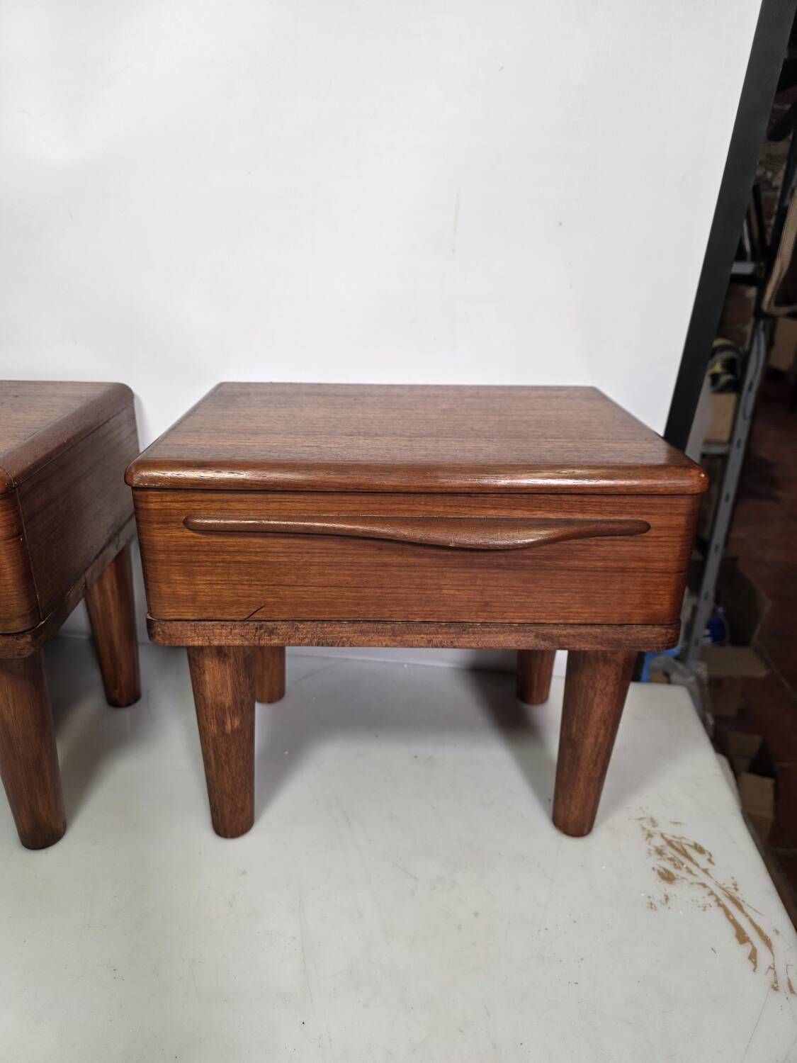 Pair of Scandinavian teak bedside tables from the 1960s.