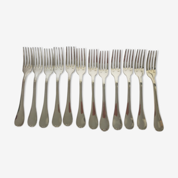 Set of 12 silver metal forks Dampierre d'Ercuis