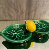 Double compartment dish in Vallauris earthenware decorated with lemon