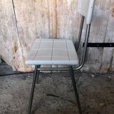 Gray metal children's chair + vintage white plastic seat & back