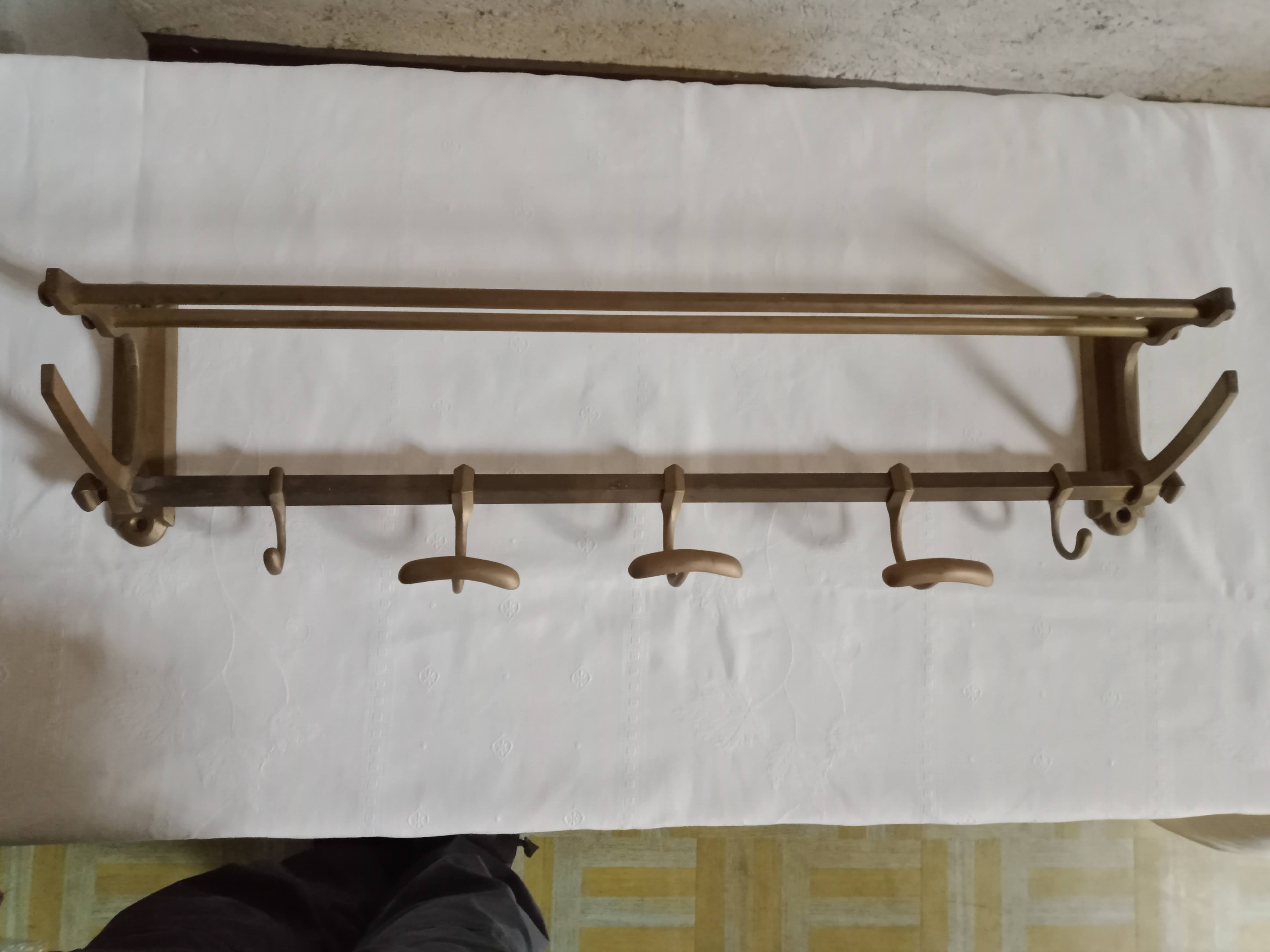 old brass wall coat rack