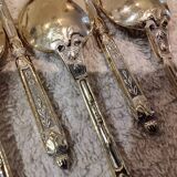 12 gold-plated metal moka spoons with Russian-style handles, 10.6 cm