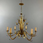 Lustre en métal doré, Italie, vers 1950