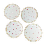 Lot de 4 assiettes fleuries en porcelaine de Limoges B & Cie