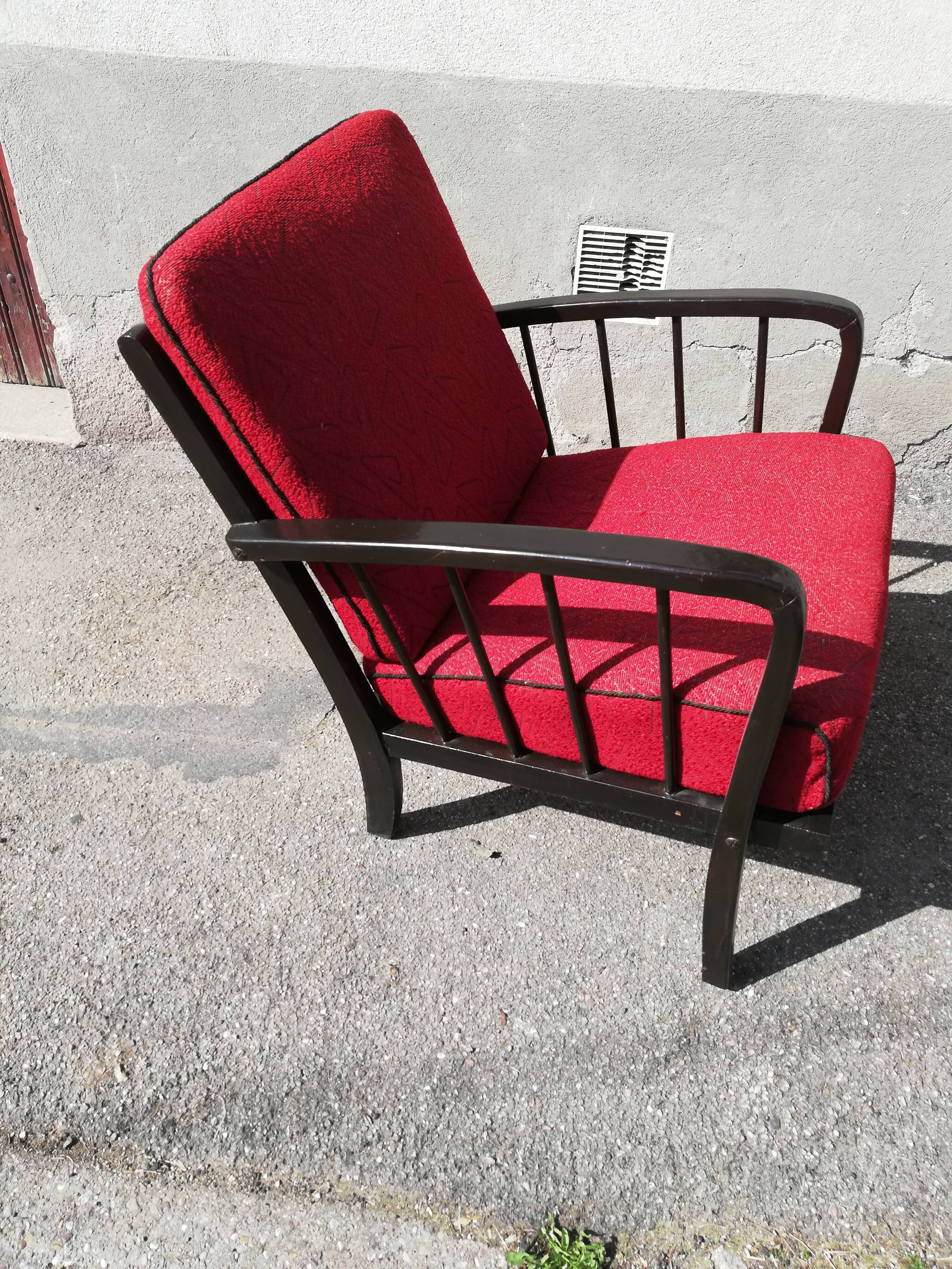 Armchair years 50 red fabric
