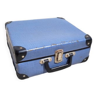 Small blue retro suitcase