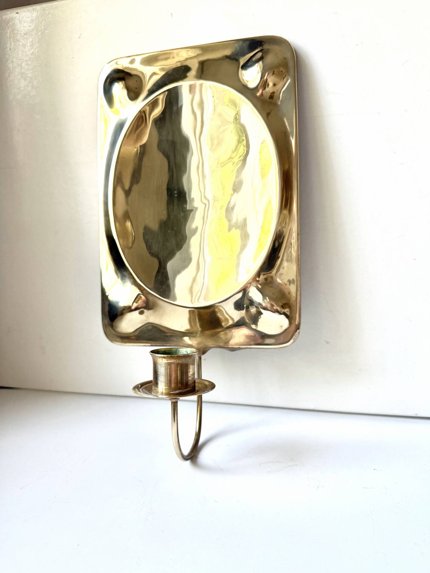 Vintage Scandinavian Brass Wall Candle holder Sconce height 29cm