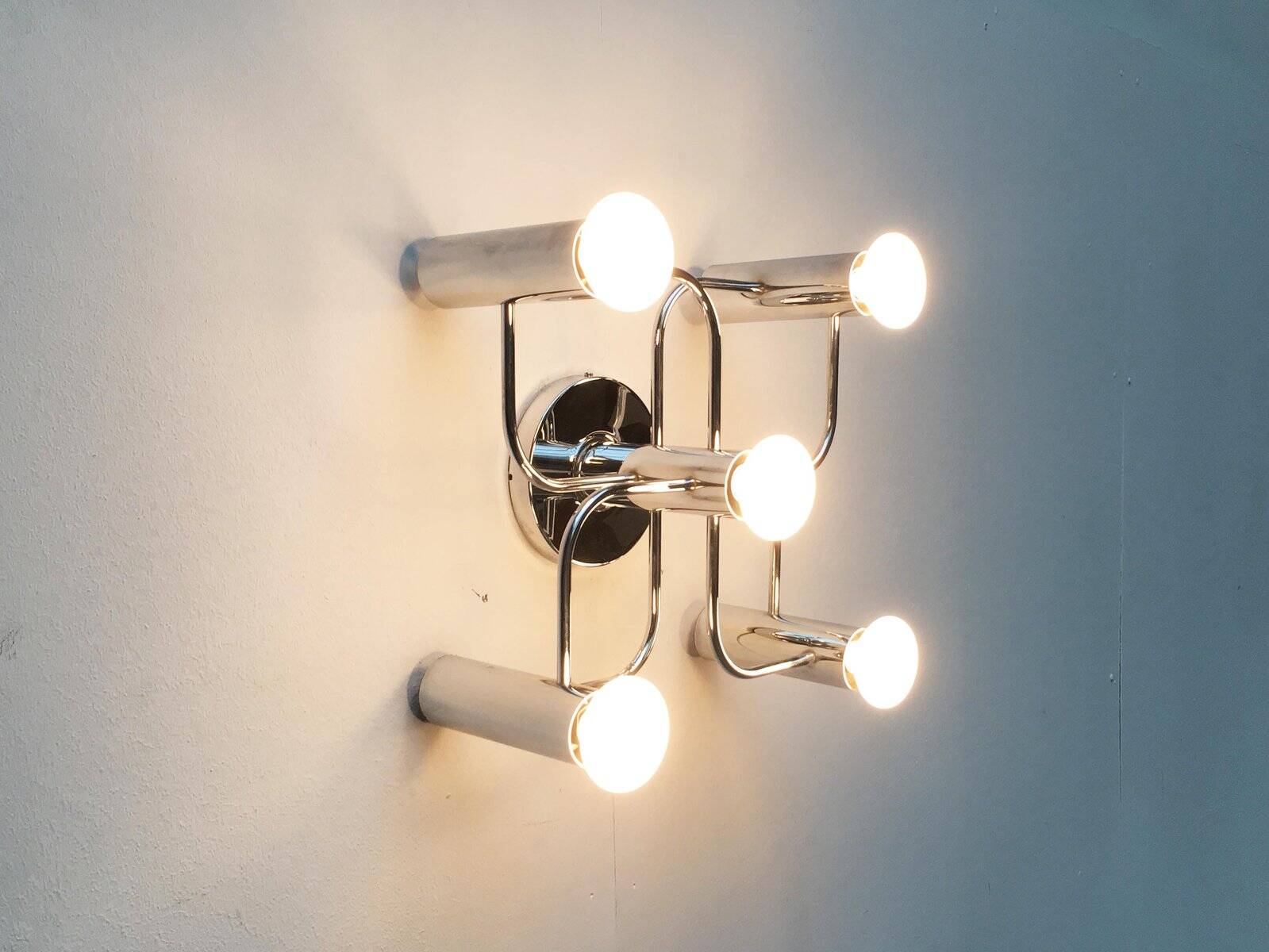 Vintage German Space Age ceiling lamp by Gaetano Sciolari for Leola, 1970s.