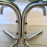 Glass and tubular metal coffee table