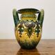 Sublime vase signed Paul Fouillen with yellow and green handles 1940