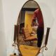 Oval wall mirror with sconces – brass – 1950s/60s