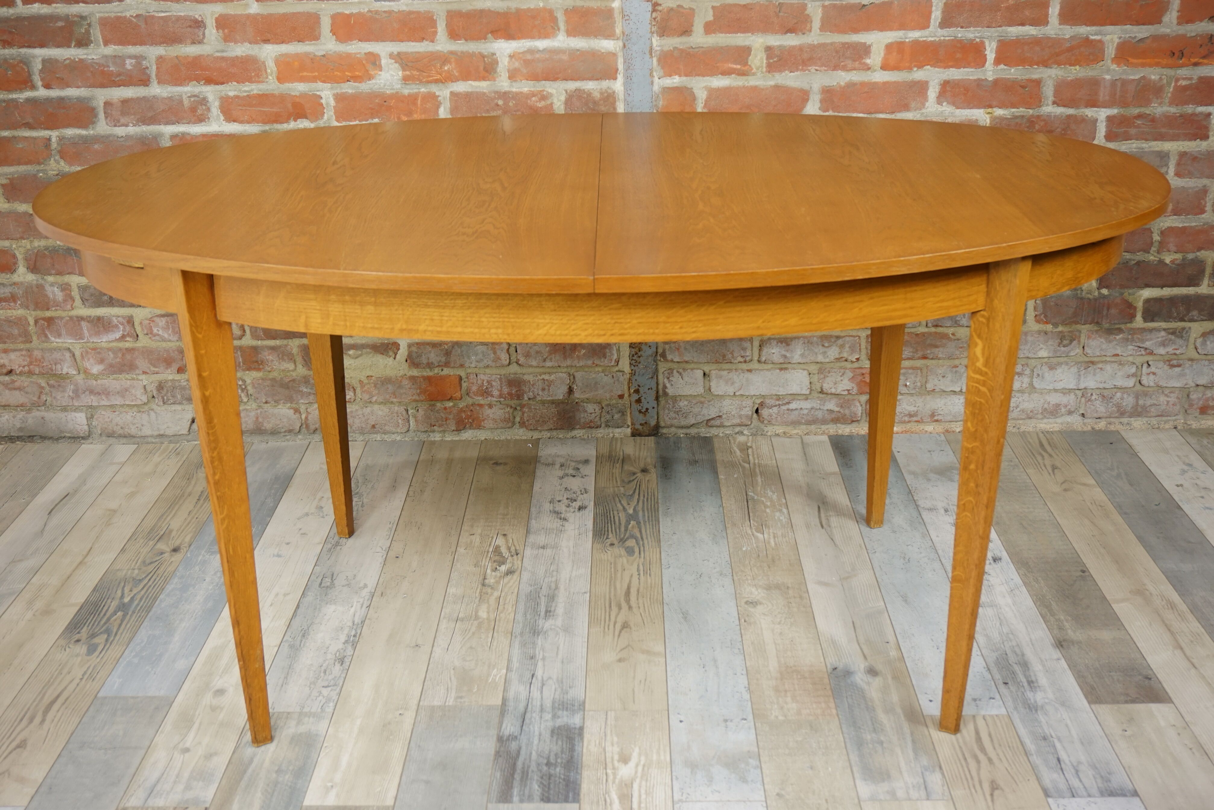 Wooden oval table and 6 matching chairs 60