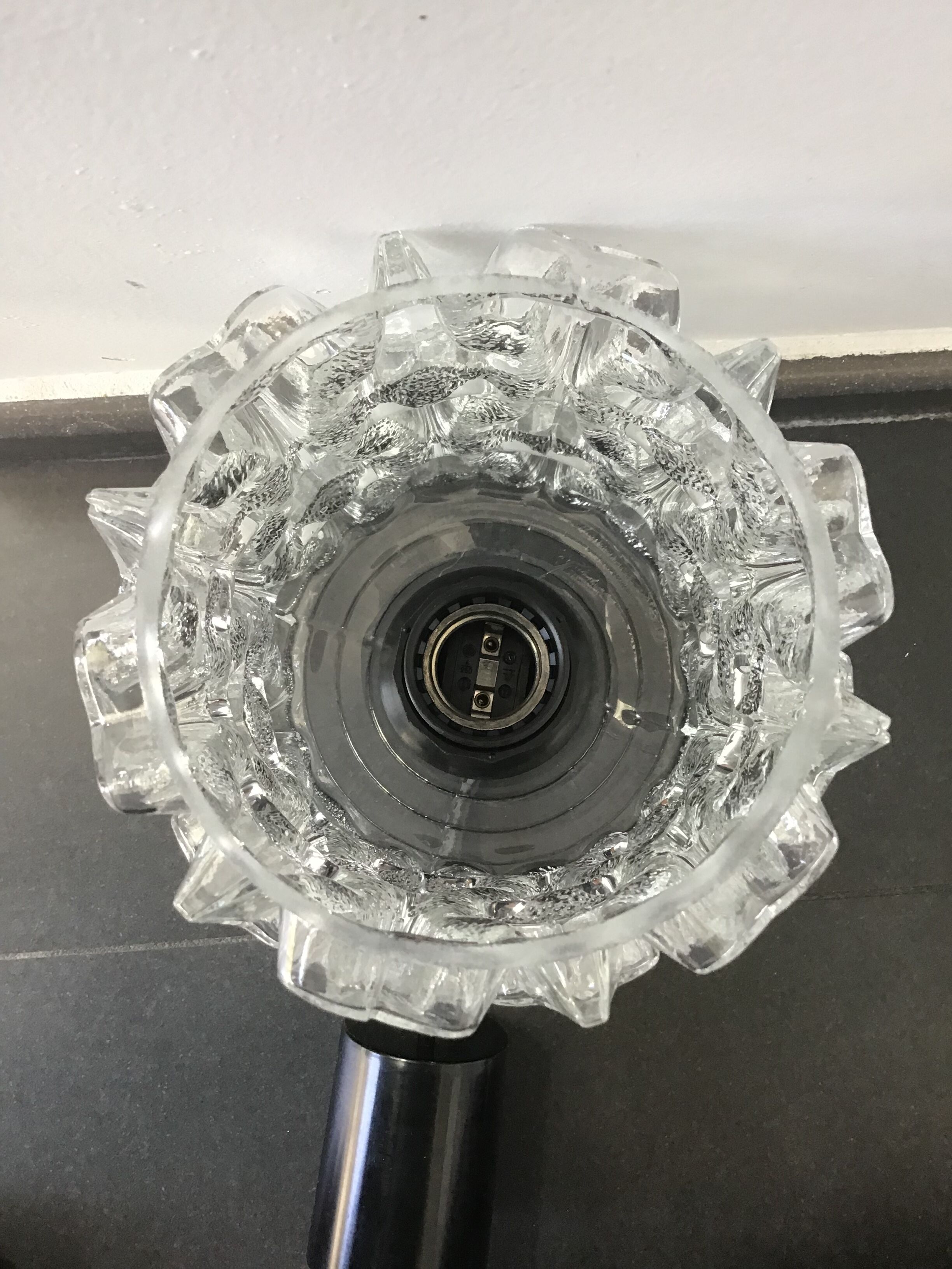 Moulded glass pendant lamp, 70s