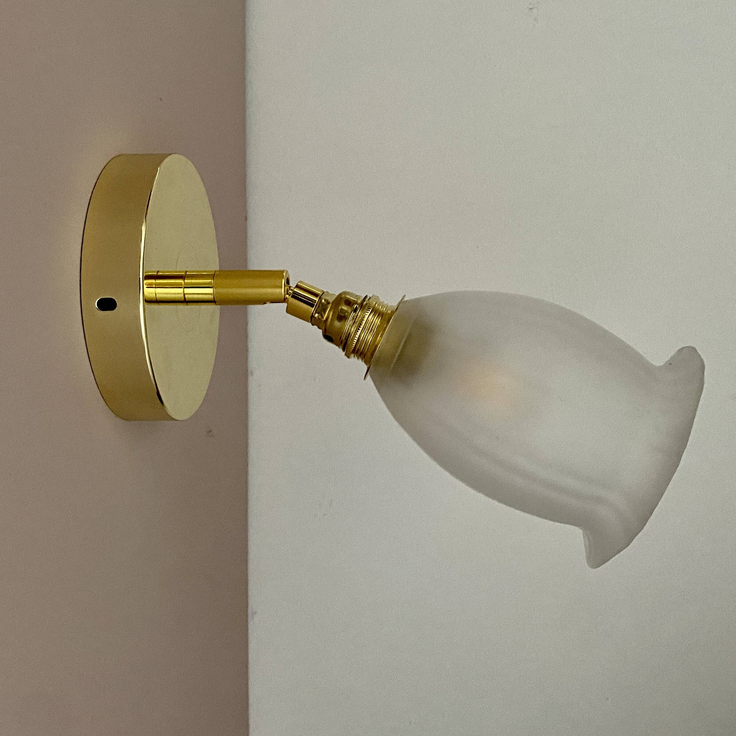 Vintage tulip wall lamp in frosted glass