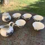 Coffee or tea service, earthenware with rustic motif, Keralux, Boch