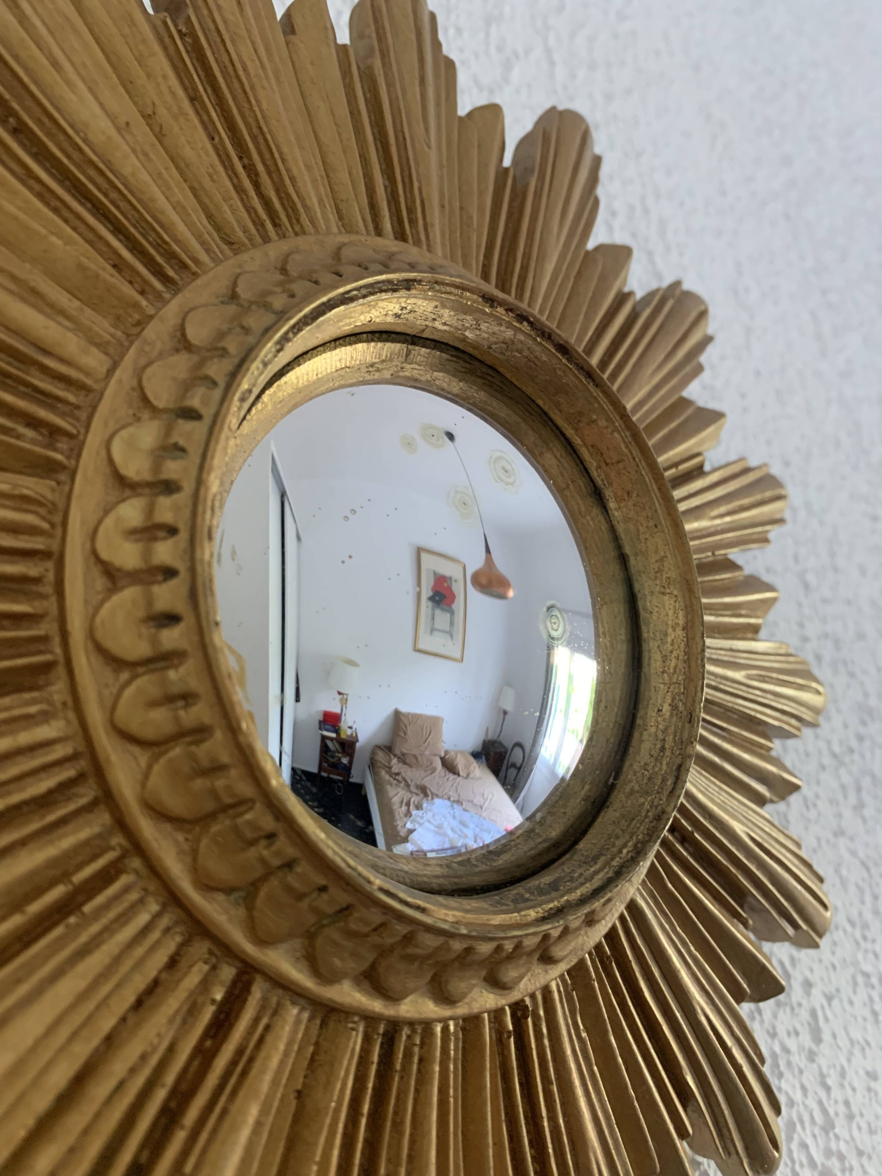Vintage 1960s witch's eye sun mirror - 25 cm
