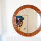 Round mirror in vintage rattan bamboo
