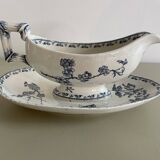 Sauce boat in blue iron earth Sarreguemines model Carmen