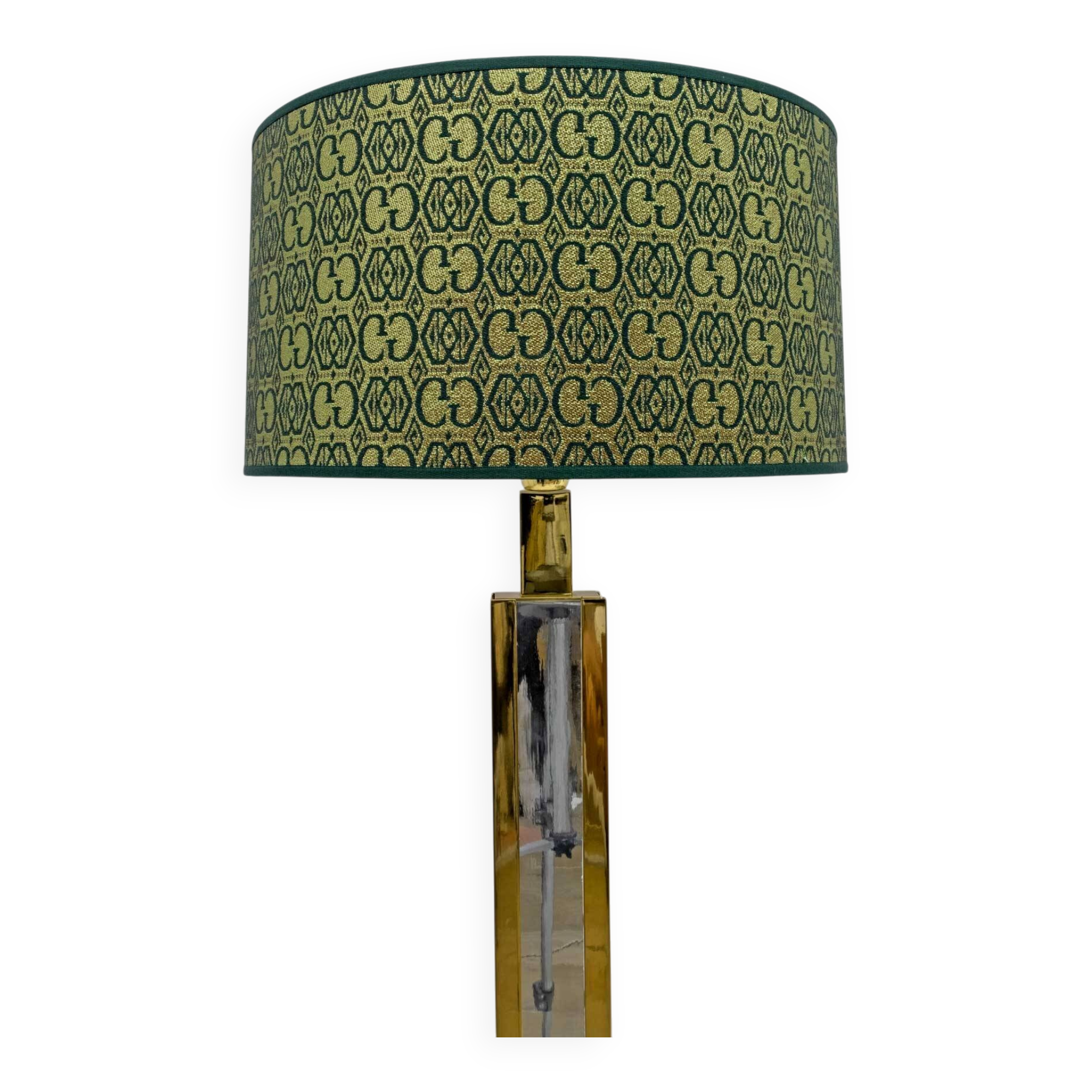 Romeo Rega Mid-Century Modern Italian Brass Floor Lamp with Gucci Fabric