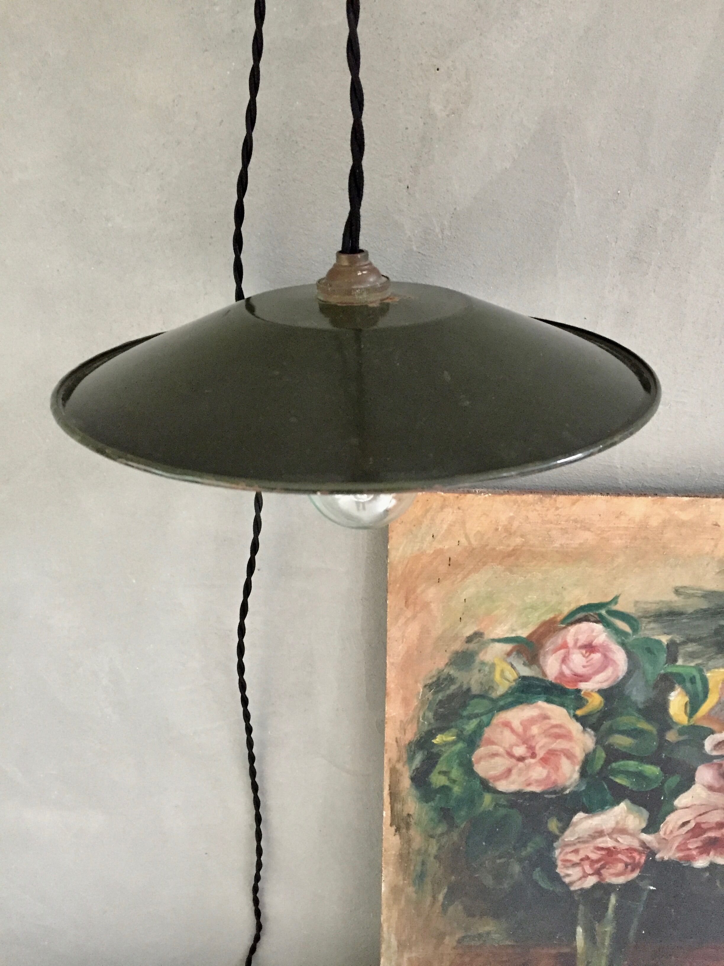 Former green factory hanging lamp