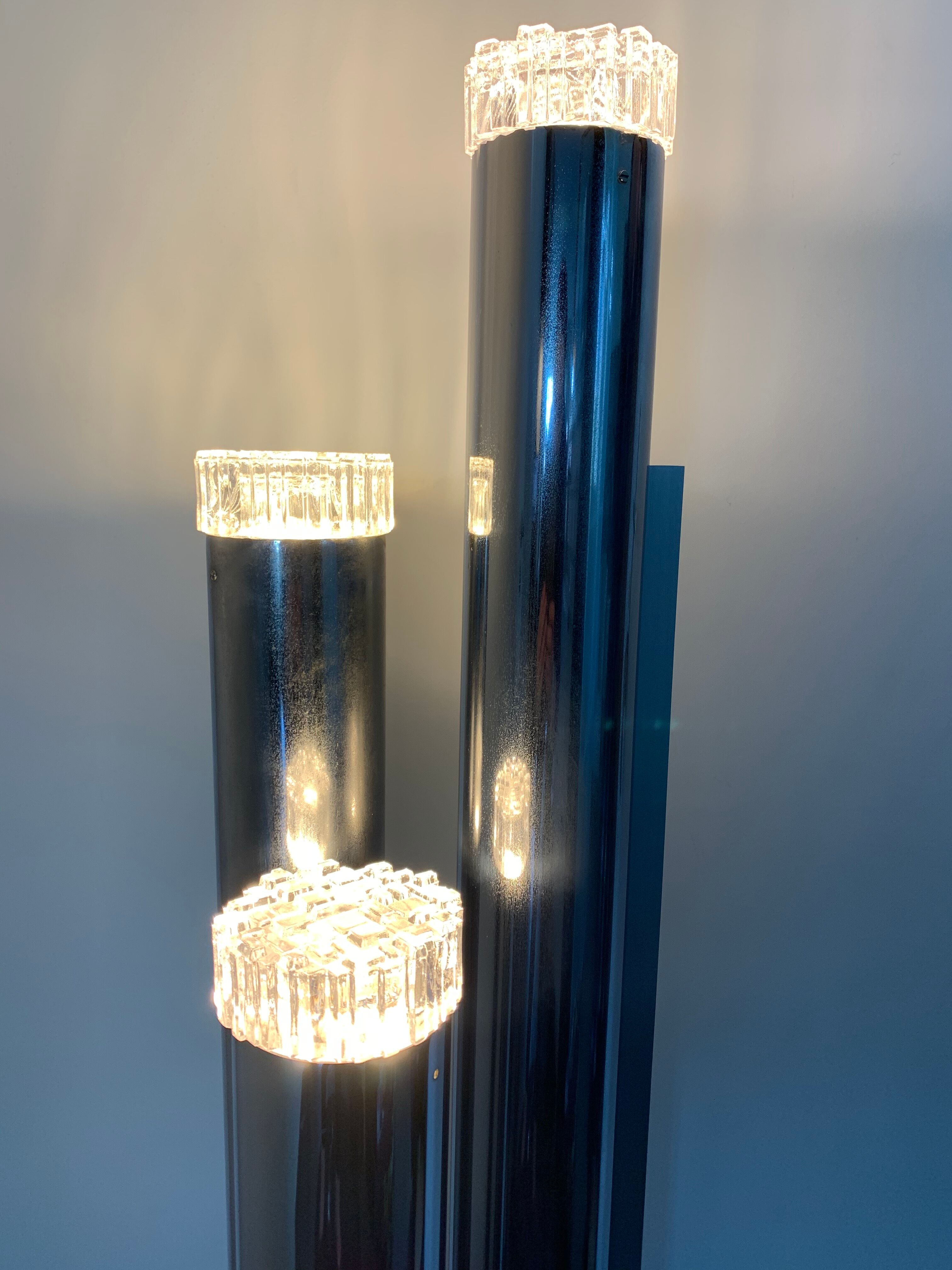 Floor lamp in chrome and glass, 1970