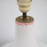 Large glazed terracotta lamp with flower decoration, ceramic signed Maithé