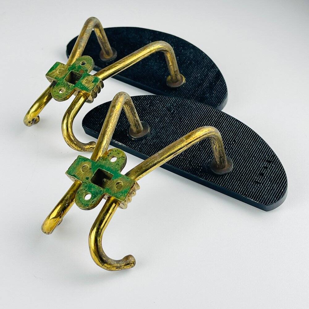 Vintage brass coat hooks, Italy, 1950s, set of 2