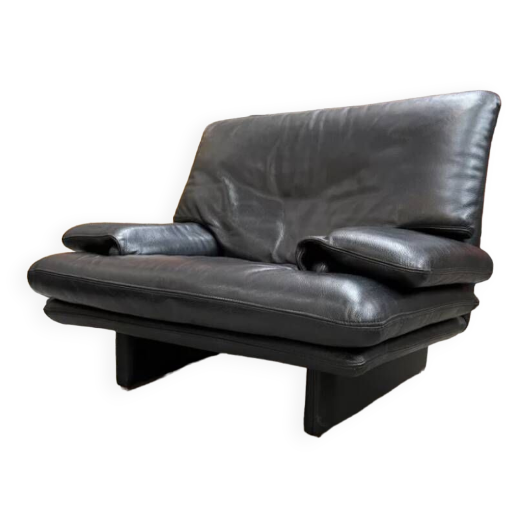 Pair of designer buffalo leather armchairs