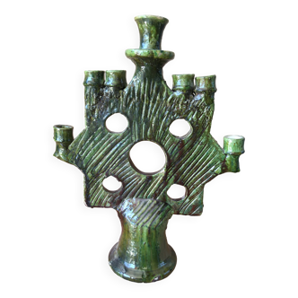 Tamegroute pottery menorah candle holder