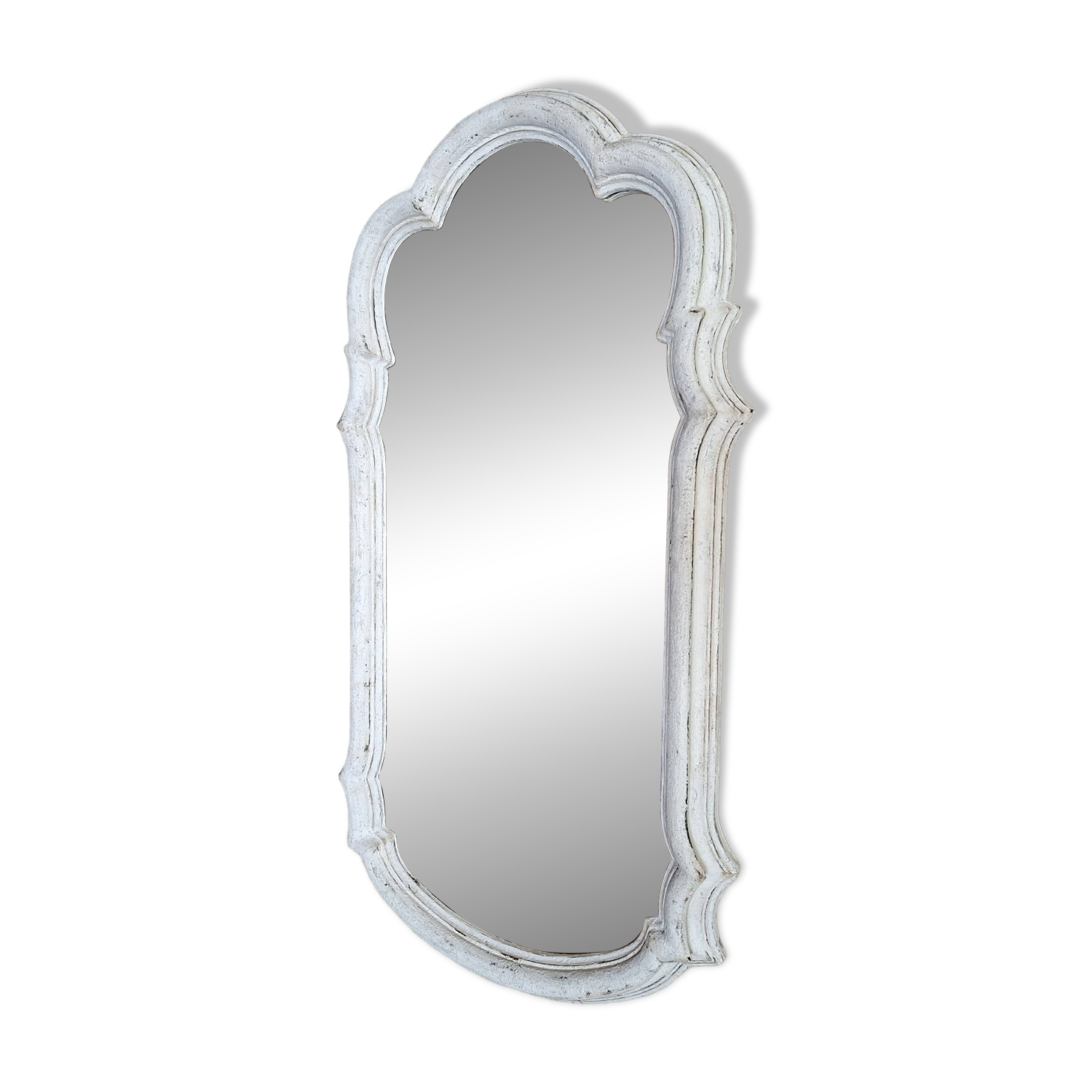 White patinated baroque mirror