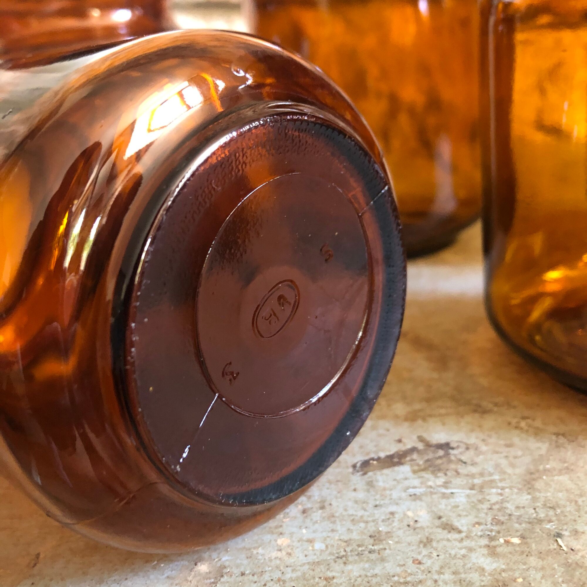 Lot of 5 old jars of chicory Leroux - amber glass
