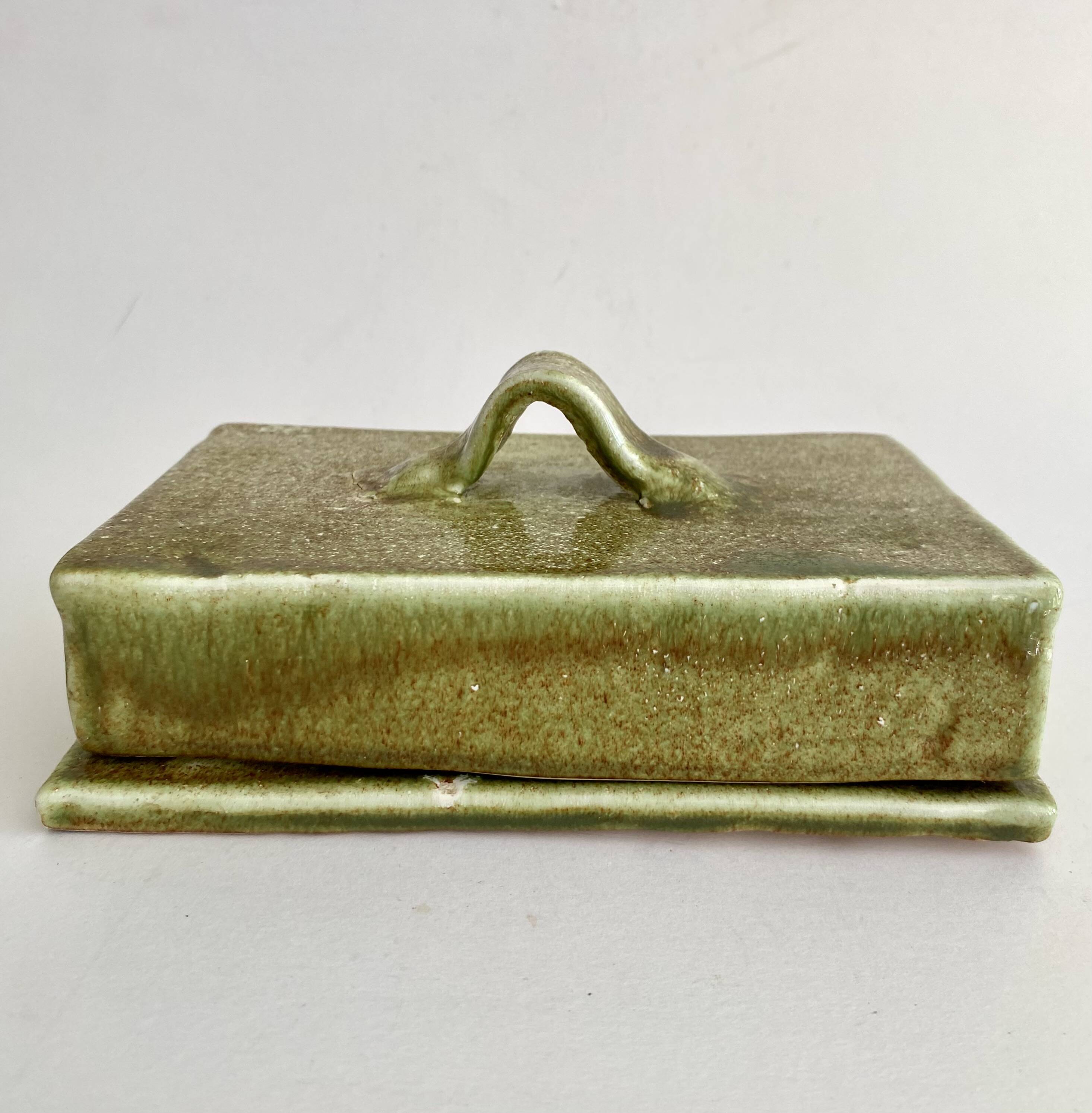 Glazed ceramic butter dish