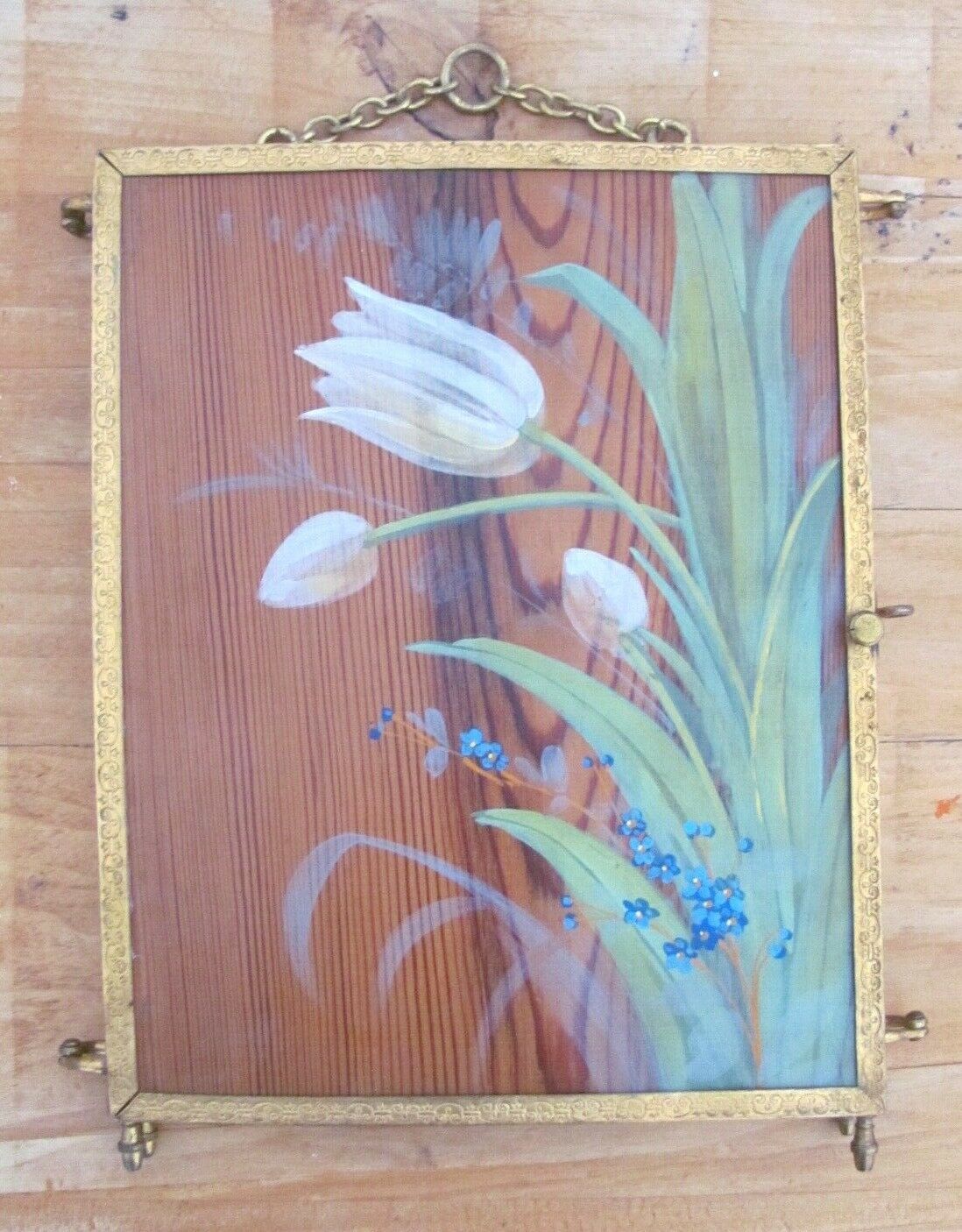 Triptych mirror - early 20th - golden frame - 71x29cm