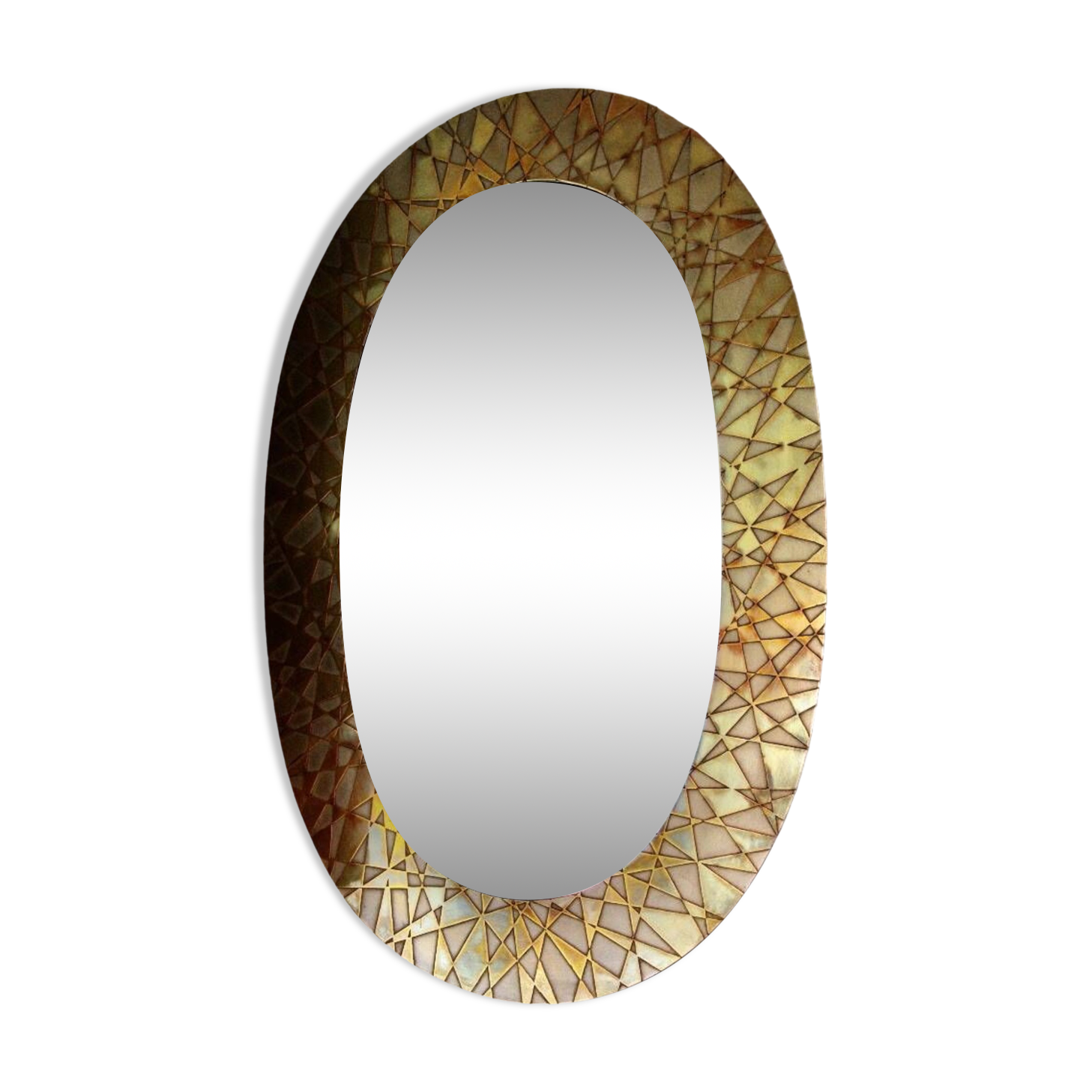 Vintage brass mirror by thomas pysse dk denmark 1950