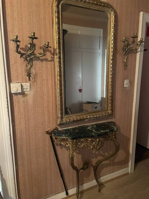 console avec miroir et deux appliques