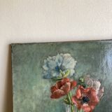Oil on canvas anemone flowers 1920s