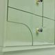 Buffet vintage des années 1970, vert pastel, relief, finition brillante, chrome