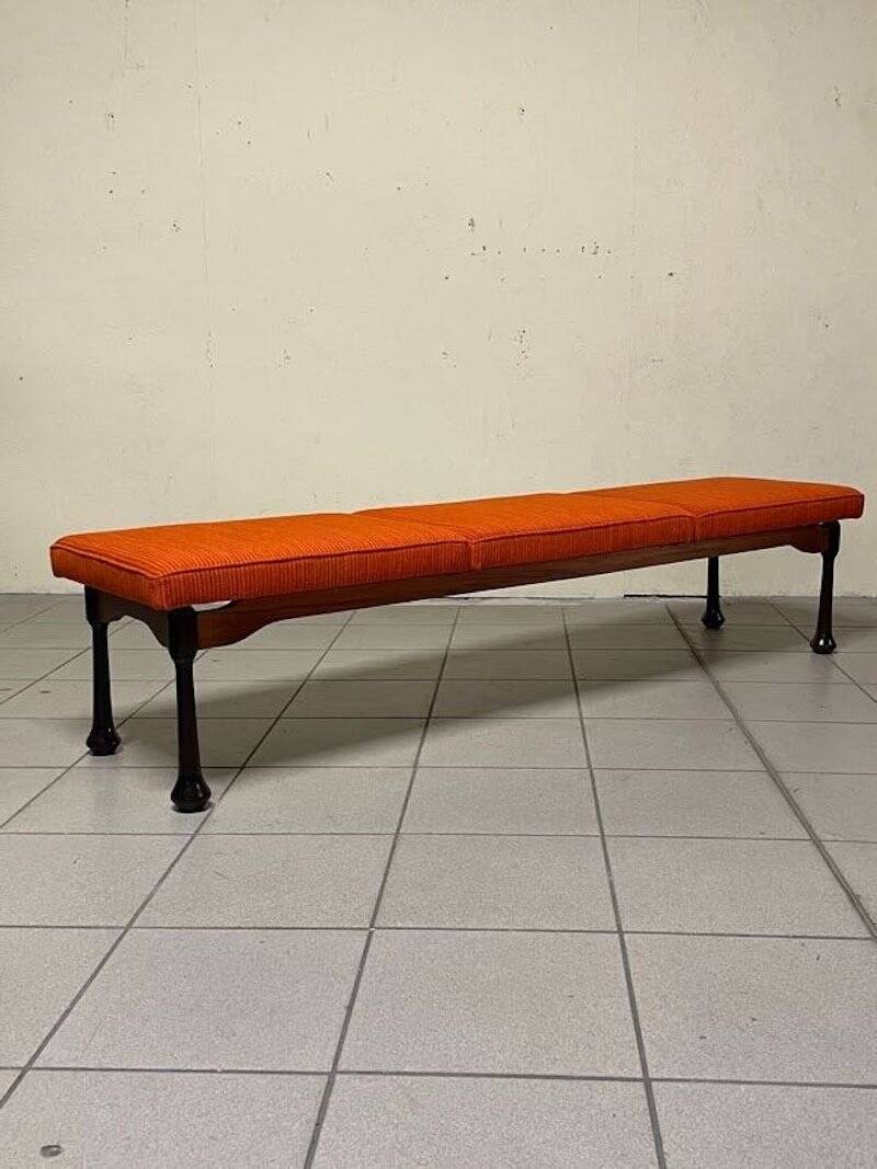 Colourful wooden bench with fabric, 1960s
